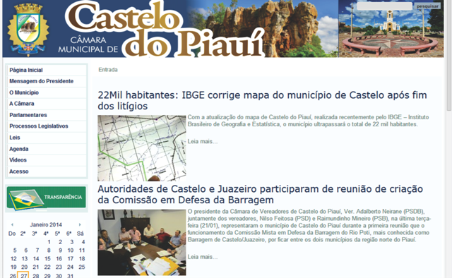 Câmara de Castelo do Piauí coloca no ar o seu Portal Modelo
