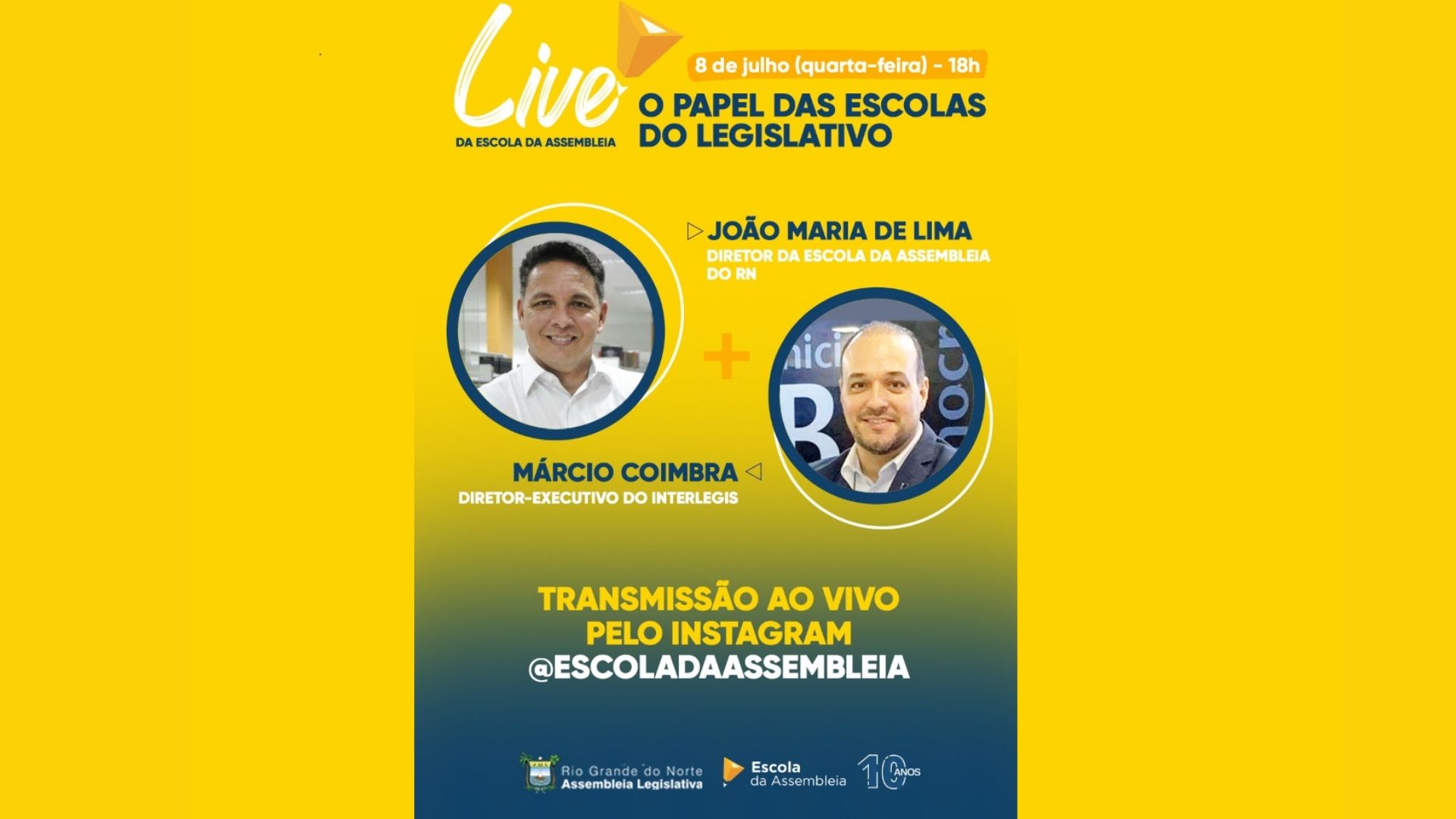 Diretor executivo do Interlegis participa de Live no Instagram da Escola da Assembleia do Rio Grande do Norte
